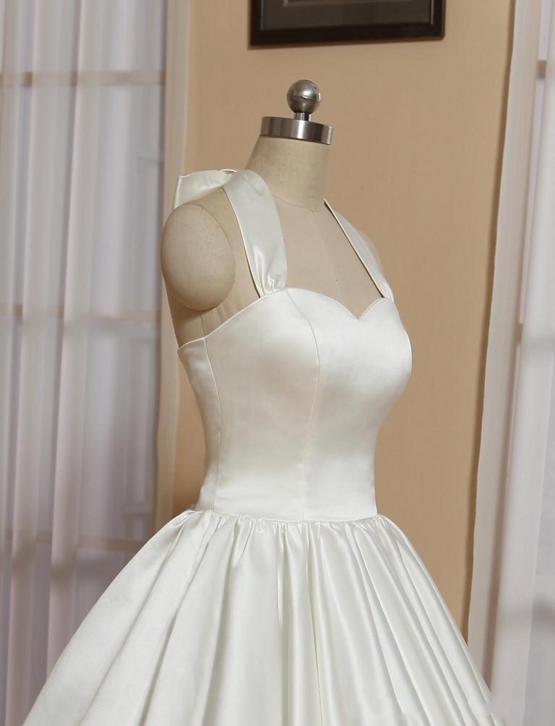 Short Wedding Dresses 50s Wedding dress Garden Tea Length Bridal Gowns Halter Neck Custom Size Vintage Inspired vestidos de novia