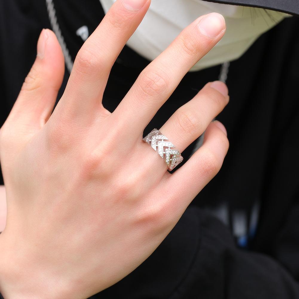 2020 New Gold Bling CZ Cubic Zirconia Mens Antique Arrow Finger Ring Band Iced Out Diamond Rings Hip Hop Valentine Day Jewelry Gift For Men