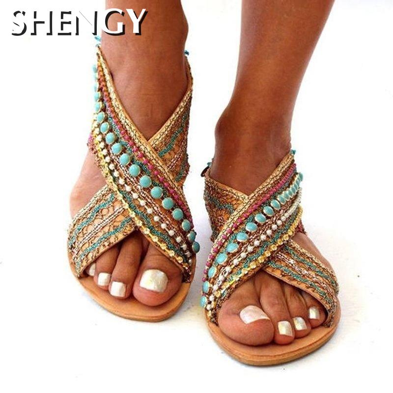 2020 Summer Women Sandals Cross-Strap Beading Flat Sandals Foreign Ethnic Style Bohemian Beach Shoes Female Sandalias Shoes, Blue
2020 Summer Women Sandals Cross-Strap Beading Flat Sandals Foreign Ethnic Style Bohemian Beach Shoes Female Sandalias Shoes, Blue
