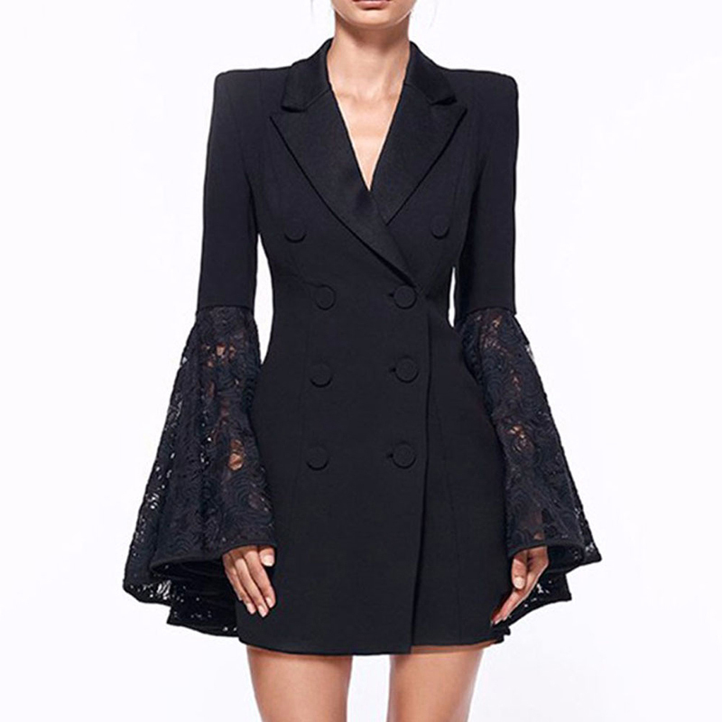 Paris Girl Lace Coat For Women Hollow Out Flare Sleeve V Neck Double Breadsted Tunic Plus Size Blazer Spring Fashion New, Black
Paris Girl Lace Coat For Women Hollow Out Flare Sleeve V Neck Double Breadsted Tunic Plus Size Blazer Spring Fashion New, Black