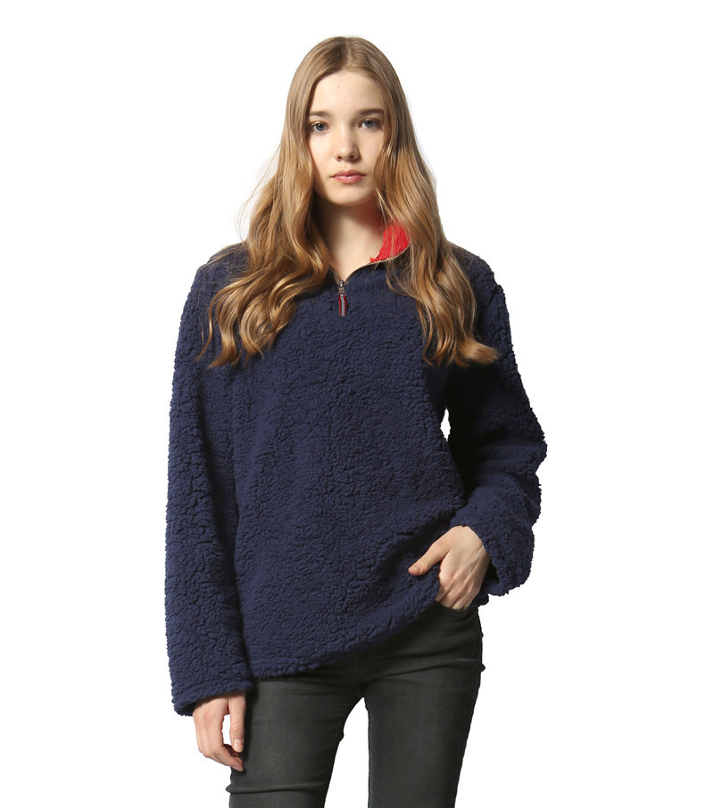 Fashion- WOMEN Casual Sherpa Fleece Sweater Tops Outwear Jumper Women Casual Fleece Hooded Hip Hop Sweatshirt LJJK829