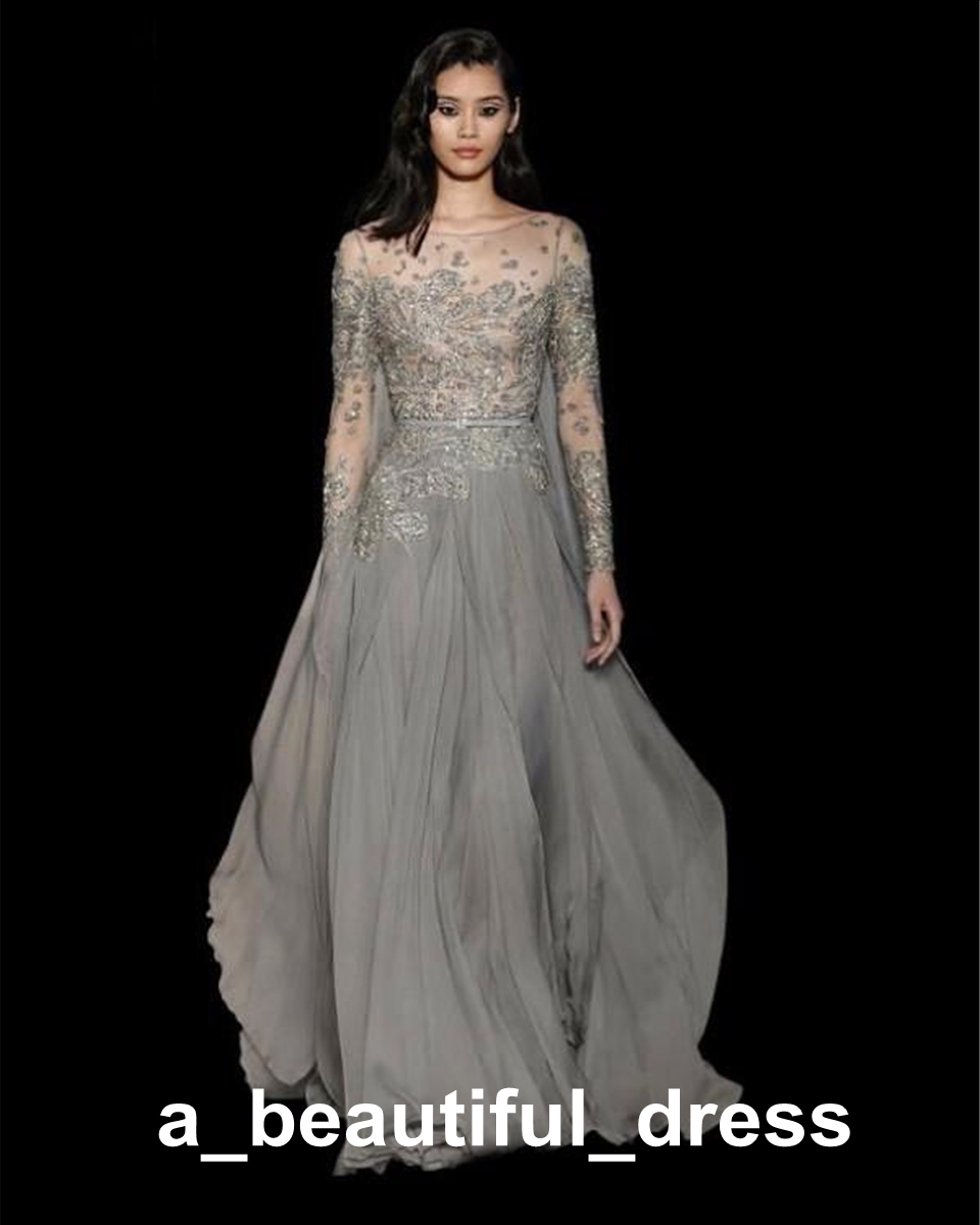 Sexy Elegant Beading Special Occasion Dresses Evening Dresses Party Events Evening Gown Custom Made Long Sleeve Formal Dress ED1284