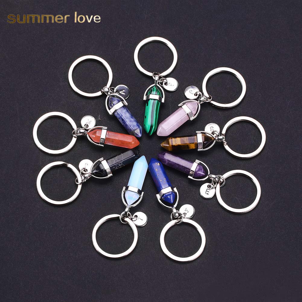 Hot Sale Nature Stone Bullet Pendant Keyring for Women Men 26 Initial Letter Keychain Healing Crystal Keyholder Fashion Jewelry Accessories
Hot Sale Nature Stone Bullet Pendant Keyring for Women Men 26 Initial Letter Keychain Healing Crystal Keyholder Fashion Jewelry Accessories