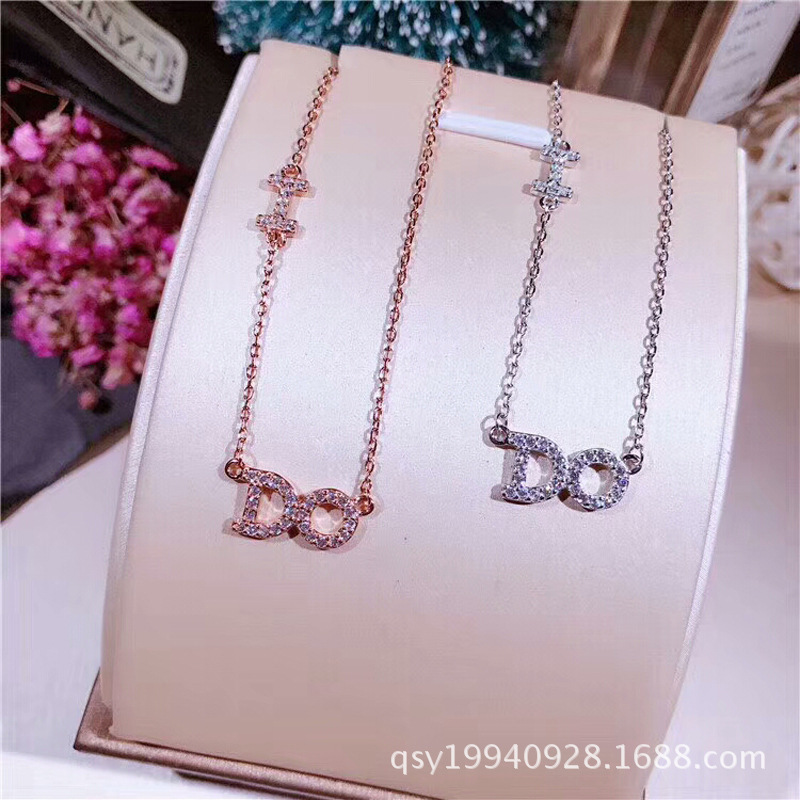 Fashionsterling silver simple I do letter necklace European Bailey I do clavicle chain