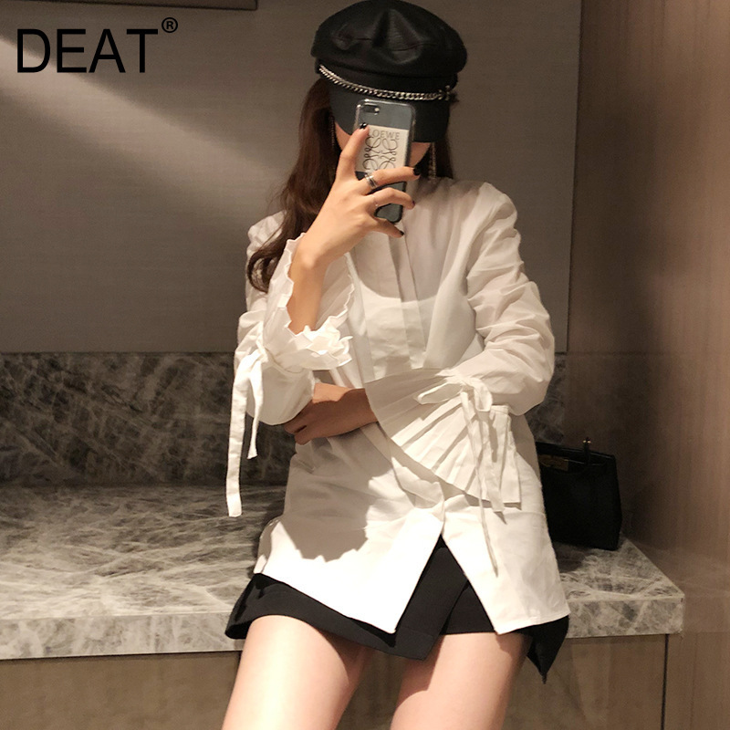 DEAT 2020 new spring and summer fashion girl' clothing Stand collar flare sleeves pleated single breasted shirt WK43600M, White
DEAT 2020 new spring and summer fashion girl' clothing Stand collar flare sleeves pleated single breasted shirt WK43600M, White