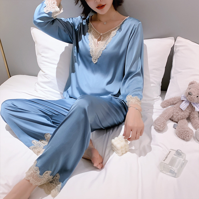 2PCS Pajamas Set Women Casual Lace Patchwork Shirt&Pants Silky Satin Pyjamas Bathrobe Intimate Lingerie Sexy Kimono Robe Gown
2PCS Pajamas Set Women Casual Lace Patchwork Shirt&Pants Silky Satin Pyjamas Bathrobe Intimate Lingerie Sexy Kimono Robe Gown