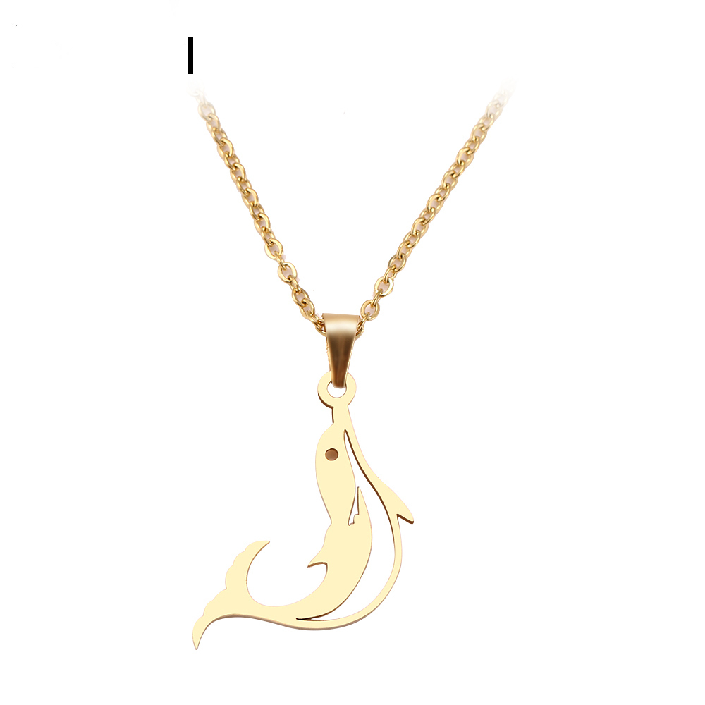 

New Fashion Jewelry Genuine Stainless Steel Necklace For Women Man Jumping Dolphin Choker Pendant Necklace Engagement Jewelry Women Gift