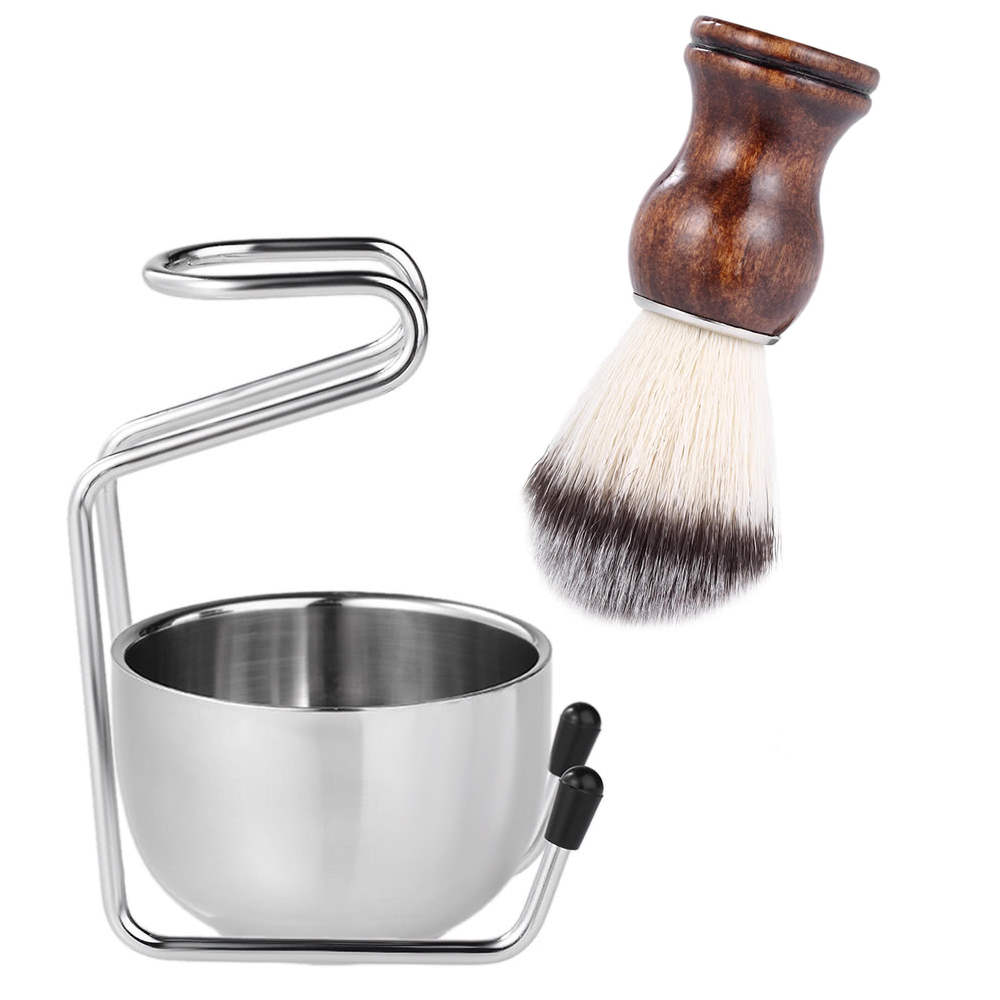 Men's Beard Shaving Mug Bowl Brush Stand Holder StainlessSteel Hair Moustache Facial Cleaning Soap bowl Cup For Barber Salon Home