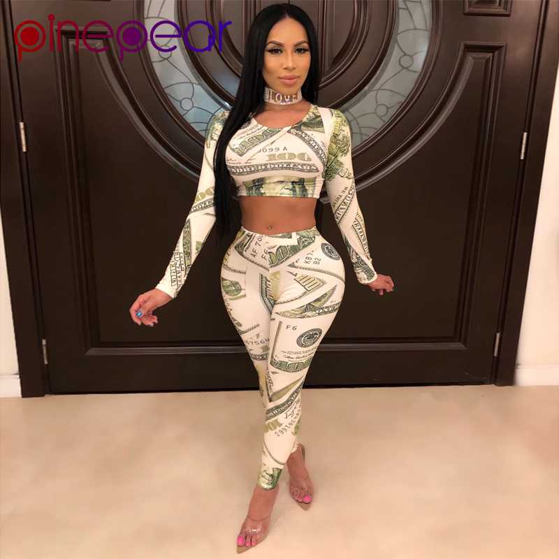 PinePear 2020 Money Print Sport Two Piece Set Women Long Sleeve Outfits Sportswear Active Wear Top and Pants Set Dropshipping
PinePear 2020 Money Print Sport Two Piece Set Women Long Sleeve Outfits Sportswear Active Wear Top and Pants Set Dropshipping