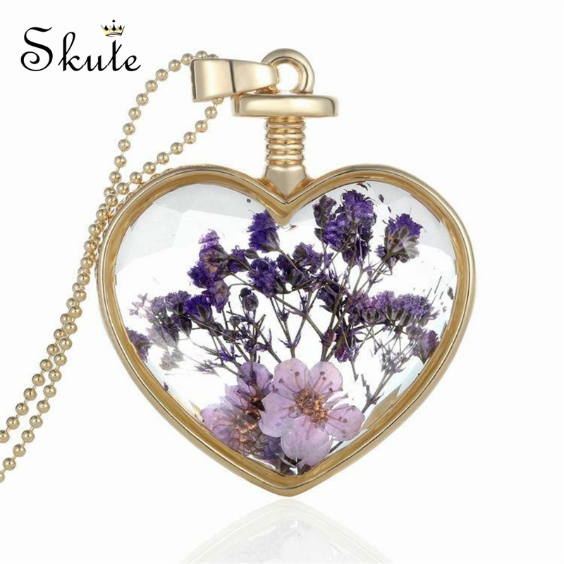 Pendant Necklaces Skute Heart Locket Necklace For Women Dried Flowers Transparent Glass Gold Chain Femme Fashion Jewelry
Pendant Necklaces Skute Heart Locket Necklace For Women Dried Flowers Transparent Glass Gold Chain Femme Fashion Jewelry