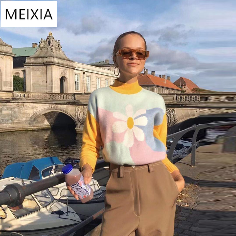 2020 Utumn Winter Women' Pullover Sweater Sweet Chrysanthemum Contrast Color Sweater Stitching Loose Knit Tops, Photo color
2020 Utumn Winter Women' Pullover Sweater Sweet Chrysanthemum Contrast Color Sweater Stitching Loose Knit Tops, Photo color