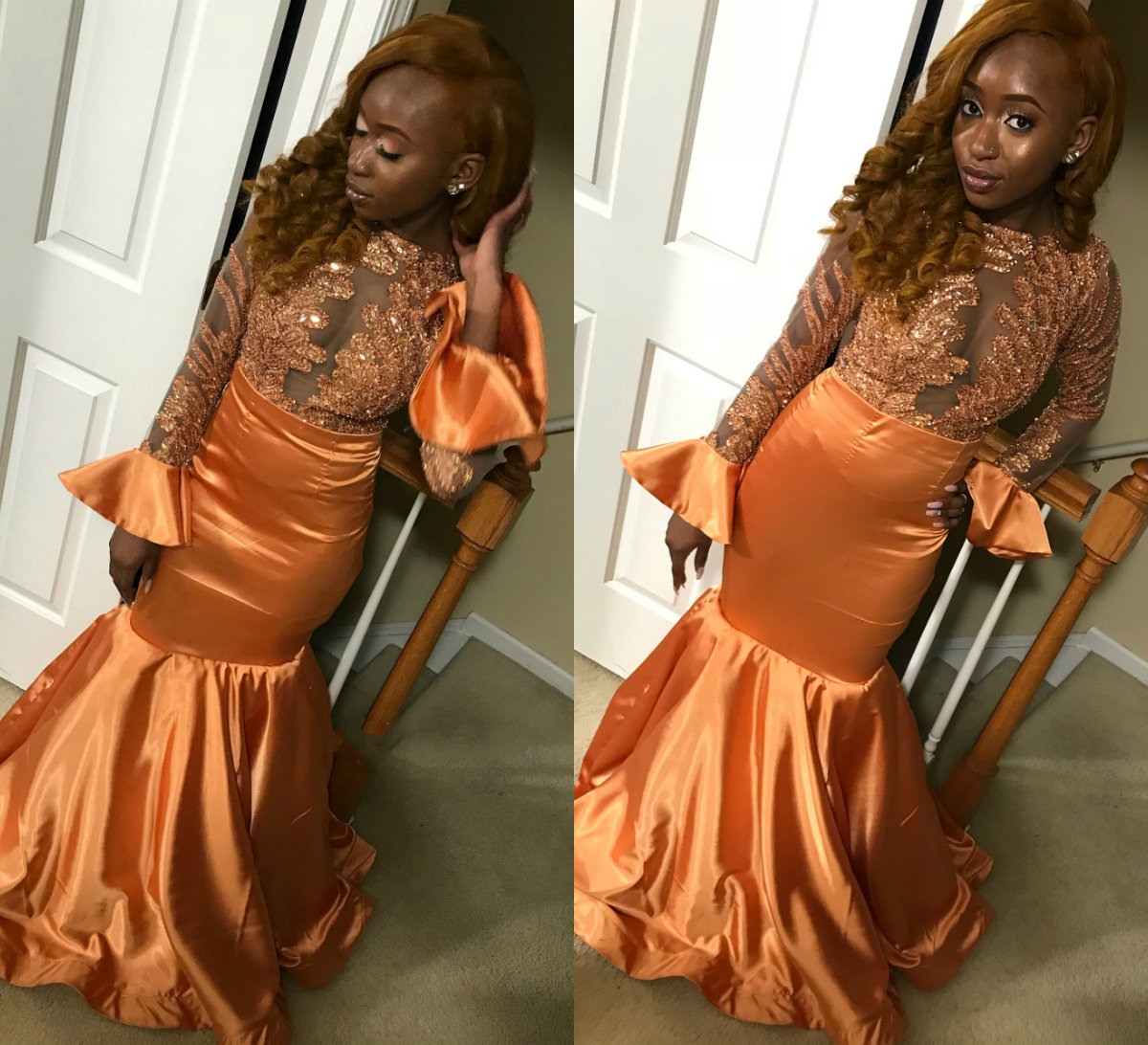 Mermaid Stunning Prom Dresses Crew Floor Length Appliques Sequins Bead Long Sleeves Evening Gowns Custom Made Formal Party Dress, Lavender
Mermaid Stunning Prom Dresses Crew Floor Length Appliques Sequins Bead Long Sleeves Evening Gowns Custom Made Formal Party Dress, Lavender