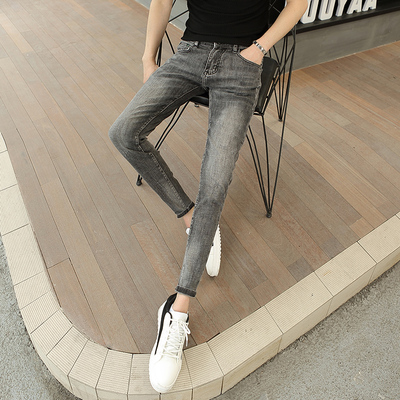 2019 new autumn and winter Korean version of the simple solid color men's denim trousers youth was thin net red Slim feet pants, Gray
2019 new autumn and winter Korean version of the simple solid color men's denim trousers youth was thin net red Slim feet pants, Gray