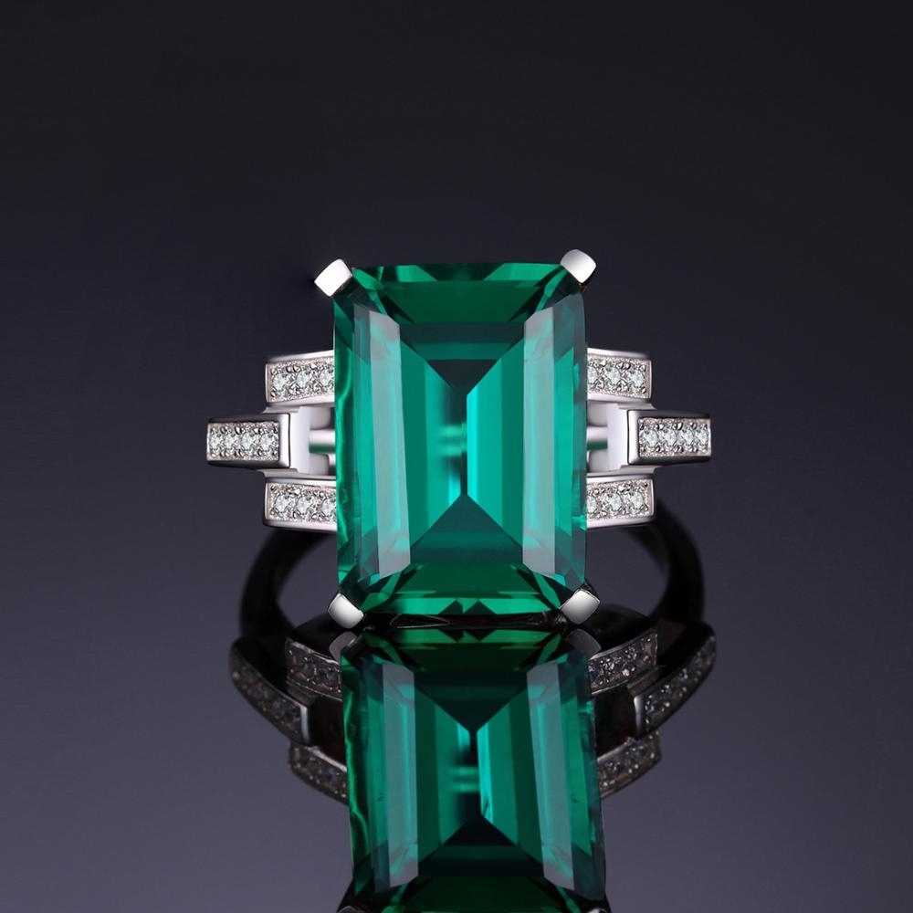 JewelryPalace 5.9ct Created Nano Emerald Ring 925 Sterling Silver Rings for Women Engagement Ring Silver 925 Gemstones Jewelry V191202
