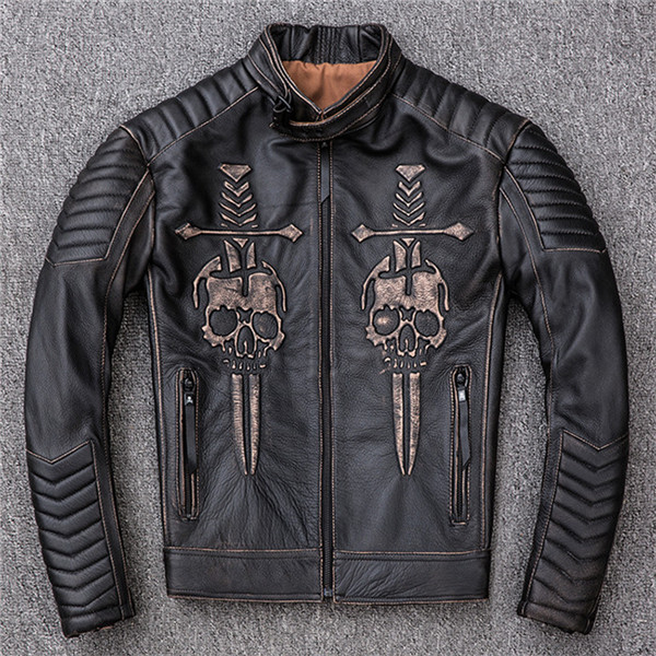 2019 stand collar skull head harley style motorcycle leather jackets 100% genuine leather suits vintage black
2019 stand collar skull head harley style motorcycle leather jackets 100% genuine leather suits vintage black