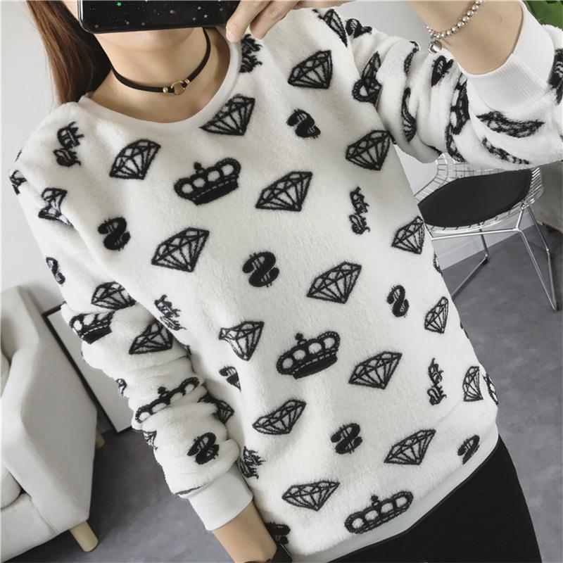 women autumn winter cute coral velvet sweatshirt long sleeve casual hoodies ladies round collar fashion warm loose pullover, Black
women autumn winter cute coral velvet sweatshirt long sleeve casual hoodies ladies round collar fashion warm loose pullover, Black