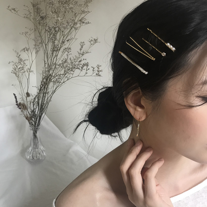 10set / Metal Minimalist Hair Accessories Geometric Irregular Gold Color Hair Clip Imitiation Pearl Hairpin Barrettes Hairgrip