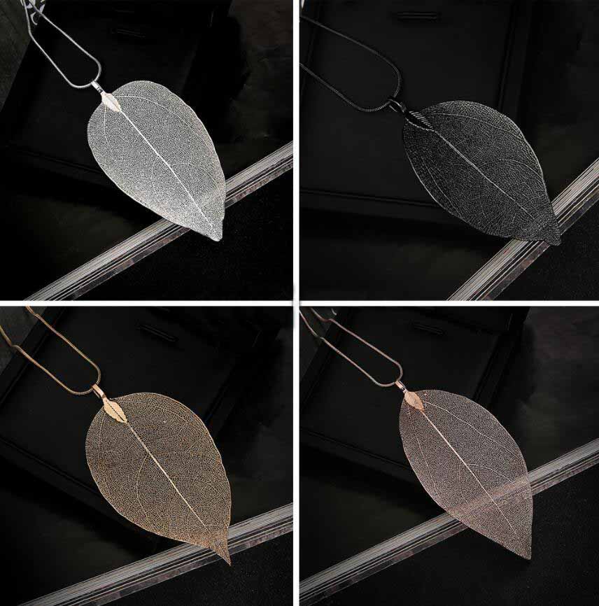 Gold Chain Necklace Women Men Jewelry Maxi Necklace Rose Gold Color Chain Real Charm Pendant Necklaces & Pendants Leaf Necklace