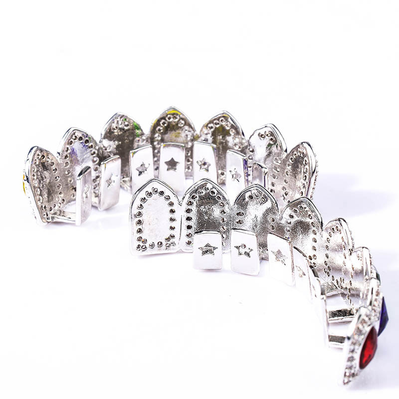 moissanite Gold Plated Iced Out Dia Vampire Top and Bottom grillz for Your Teeth