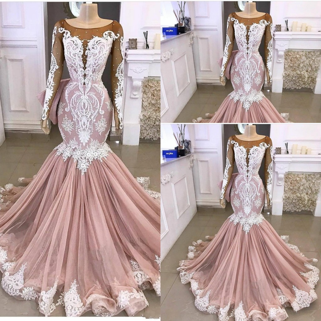 Mermaid New Blush Pink Long Sleeves Evening Dresses Wear Jewel Neck Illusion White Lace Appliques Crystal Formal Prom Gowns Party Dress, Hunter
Mermaid New Blush Pink Long Sleeves Evening Dresses Wear Jewel Neck Illusion White Lace Appliques Crystal Formal Prom Gowns Party Dress, Hunter