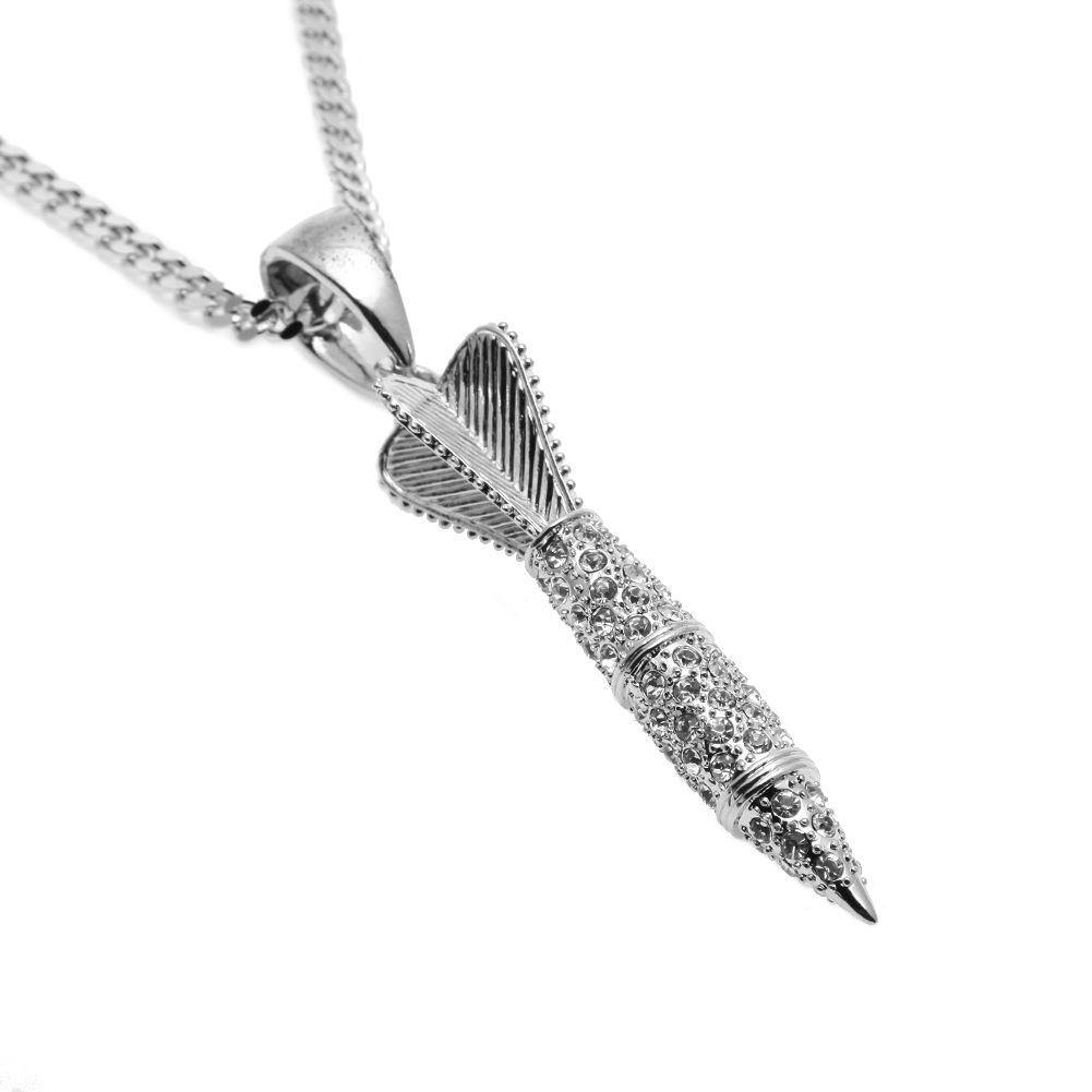Fashion-diamond rocket pendant Heavy Industries full of diamond darts pendant Men's hip hop necklace