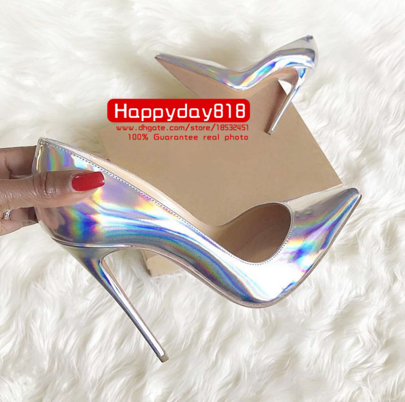 Free shipping fee new style Designer silver patent leather laser point toe high heels pumps sexy lade women shoes 12cm 10cm big size 34 43, Silver 12cm
Free shipping fee new style Designer silver patent leather laser point toe high heels pumps sexy lade women shoes 12cm 10cm big size 34 43, Silver 12cm