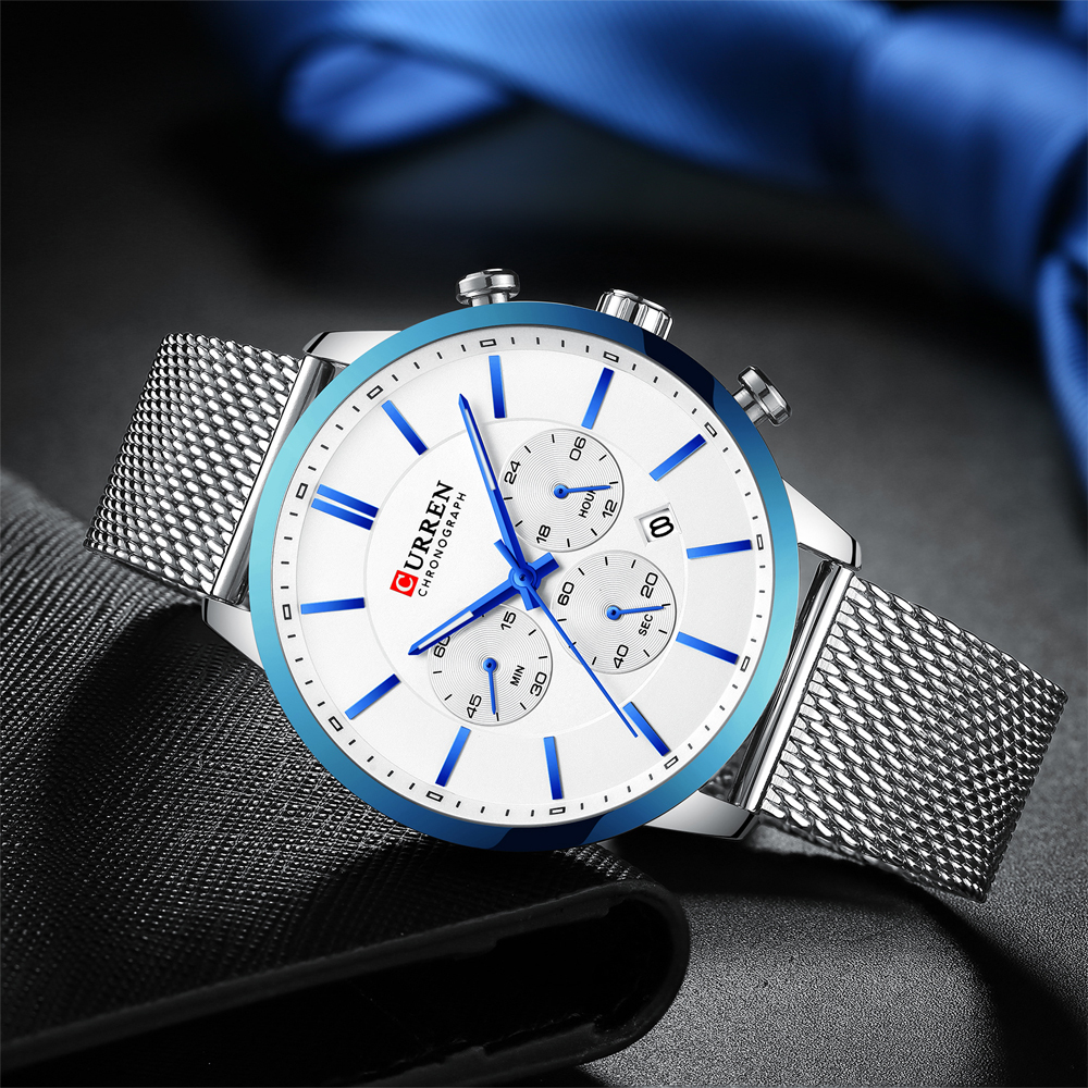 CURREN Watch Men Fashion Business Watches Men's Casual Waterproof Quartz Wristwatch Blue Steel Clock Relogio Masculino CJ191217