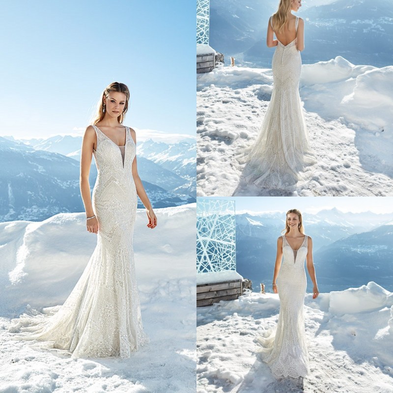 Mermaid Wedding Dresses V Neck Sequins Applique Wedding Dresses Backless Sweep Train Bridal Gowns Vestidos De Novia, Champagne
Mermaid Wedding Dresses V Neck Sequins Applique Wedding Dresses Backless Sweep Train Bridal Gowns Vestidos De Novia, Champagne