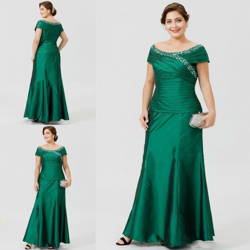 2020 Mermaid Mother Of The Bride Dresses Green Crystal Floor Length Formal Dresses For Wedding And Party Custom Made Wedding Guest Gowns