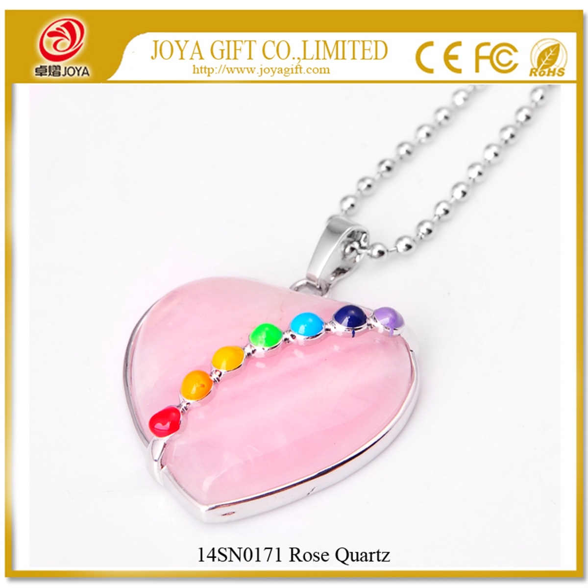 Heart-shaped ring face with 7-color heart-shaped gemstone pendant necklace European and American women popular models