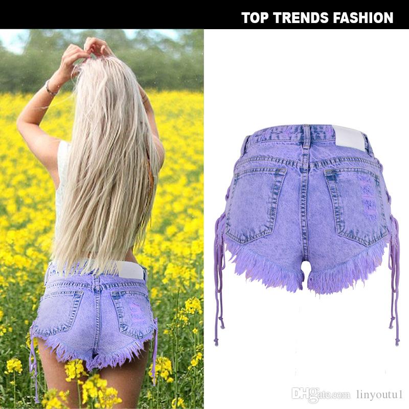 2020 women jeans Highwaisted Mini Jeans Shorts Women Both Side Tie Mini Short Sexy Denim Shorts Jeans