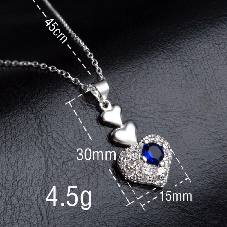 Brand new high grade 925 sterling silver Zircon Heart Set - Blue jewelry sets DFMSS772 Factory direct sale free shipping wedding