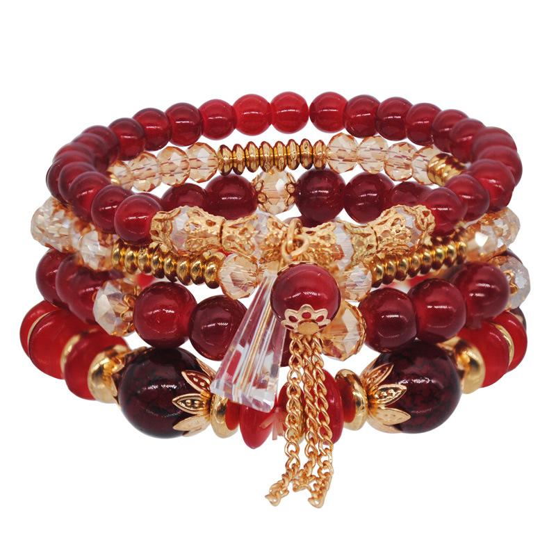 Hot Bohemian Bracelets Middle East Marine Style Original Design Multi-Layer Ring Beaded Crystal Bracelet Women Fashion Jewelry