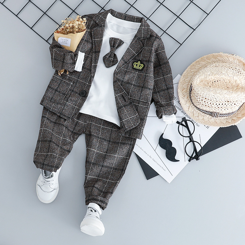 Baby Boy Clothes Sets Children Clothes Suits 2019 Autumn Kids Gentleman Style Coats T Shirt Pants 3pcs infant boys outfits 3M-3T T191024