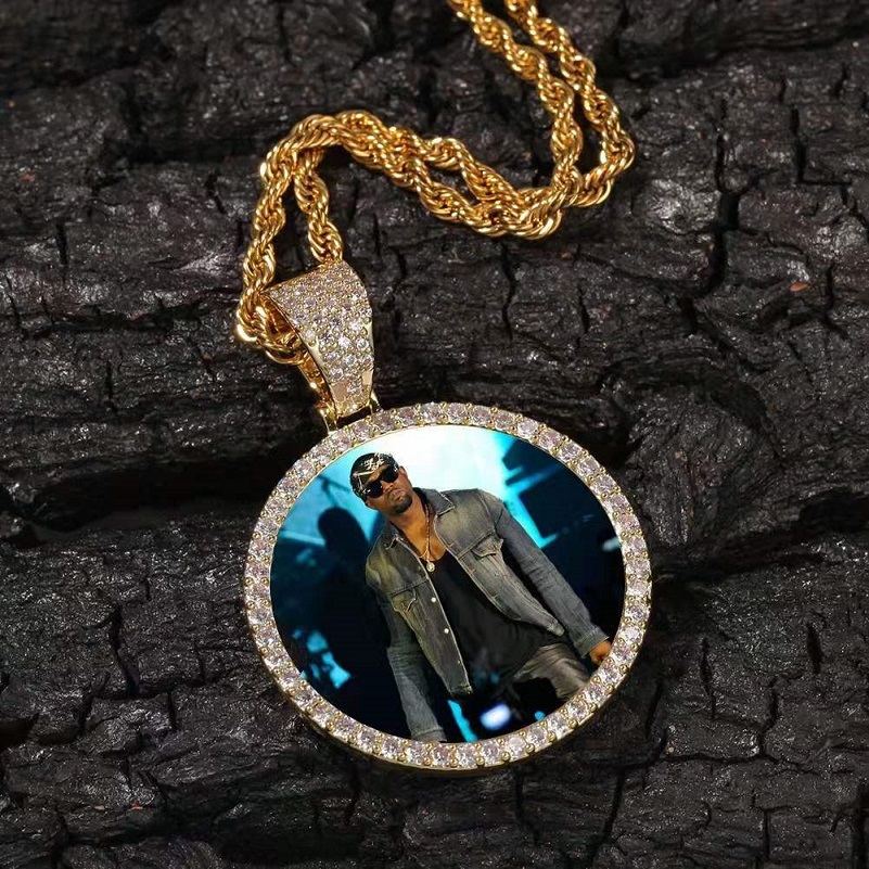 iced out custom po pendant necklaces for men women hip hop luxury designer bling diamond picture pendants couple family jewelry