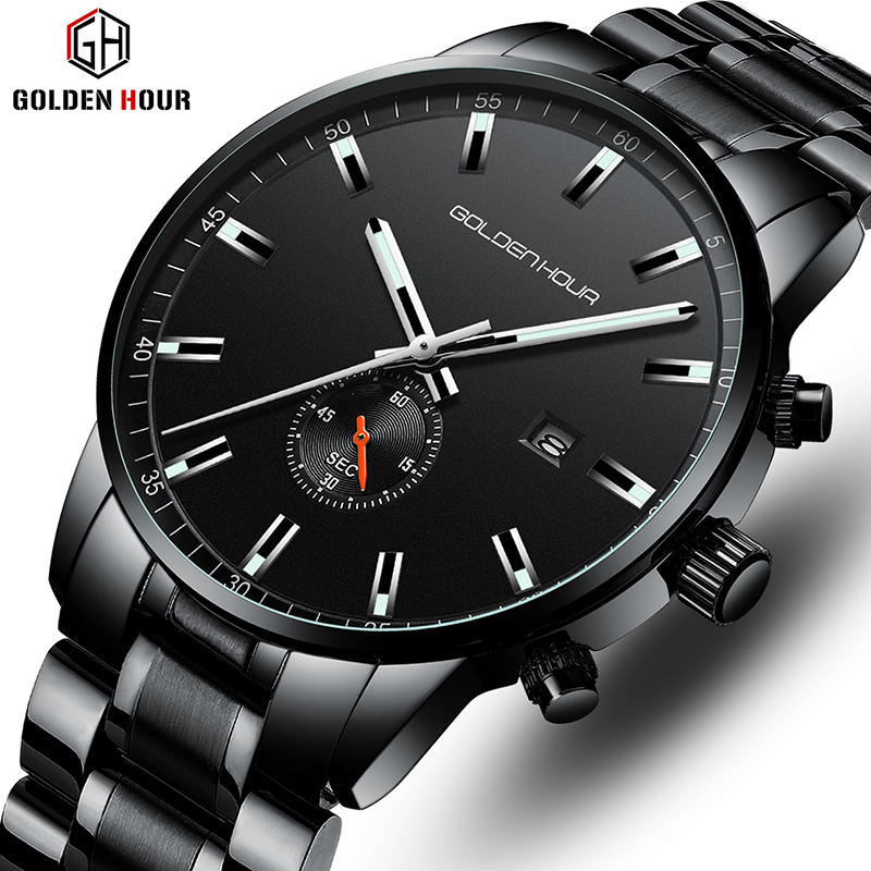 cwp Top Brand GOLDENHOUR Stainless Sport Men's Watches Military Man Fashion Male Clock Waterproof Men Wrist Watch Relogio Masculino, Black
cwp Top Brand GOLDENHOUR Stainless Sport Men's Watches Military Man Fashion Male Clock Waterproof Men Wrist Watch Relogio Masculino, Black