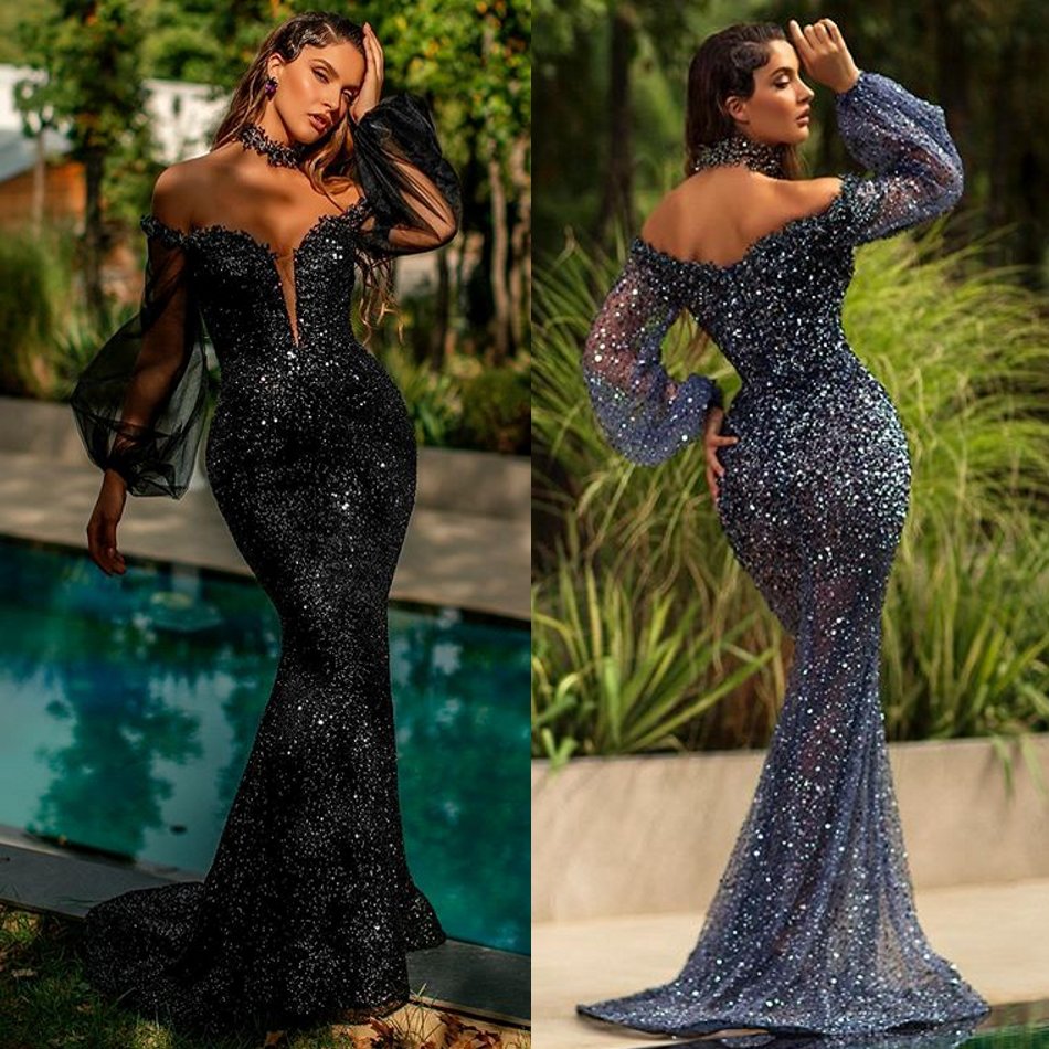 2020 Elegant Mermaid Evening Dresses Off Shoulder Poet Long Sleeve Sequins Beads Lace Prom Dress Sweep Train Special Occasion Dresses, Ivory
2020 Elegant Mermaid Evening Dresses Off Shoulder Poet Long Sleeve Sequins Beads Lace Prom Dress Sweep Train Special Occasion Dresses, Ivory