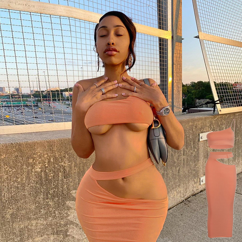 Women' Tracksuits Women 2-piece Set Unique Sexy One Shoulder Short Crop Top And Hollow Out Long Skirt Skinny Party Club Elastic Outfits Q68, Orange
Women' Tracksuits Women 2-piece Set Unique Sexy One Shoulder Short Crop Top And Hollow Out Long Skirt Skinny Party Club Elastic Outfits Q68, Orange