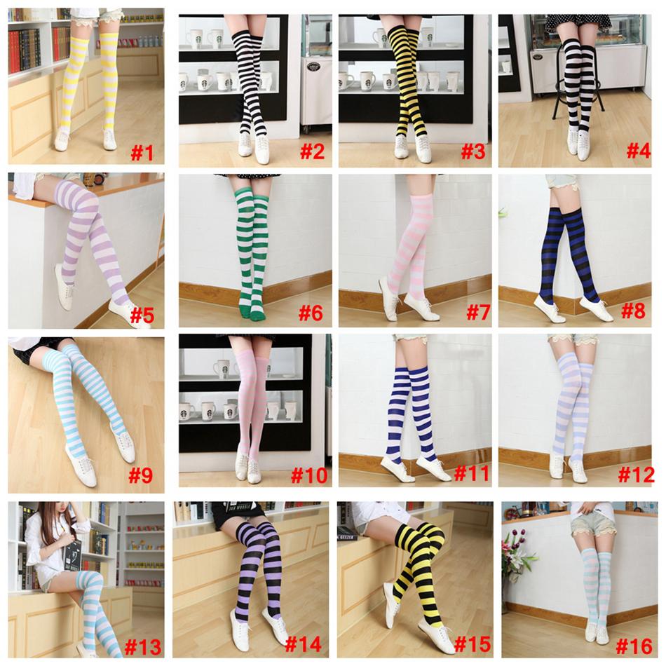 women Stockings Striped Printed Socks Knee High Socks Fashion Stockings Thigh Girls Sport long Socks Party Dress Up Leggings