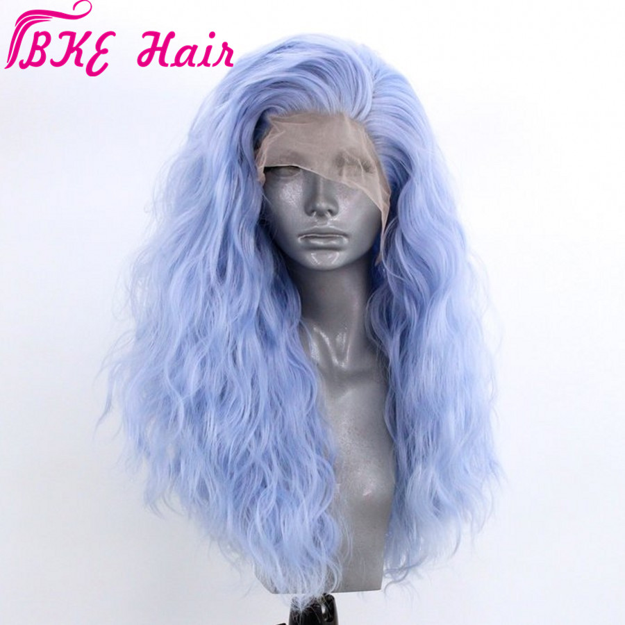 Light Blue cosplay Synthetic Lace Front Wigs With Natural Hairline Buns Heat Resistant 360 lace Loose Wave Wigs for Women Make Up Party