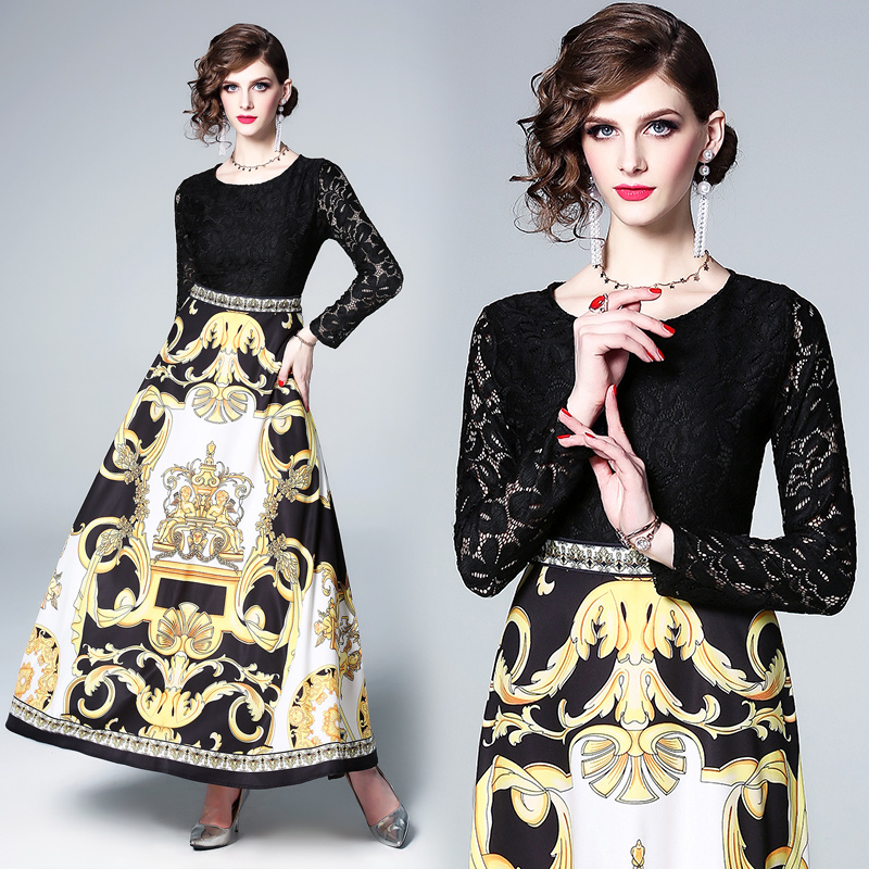 Top New High Quality Women's Fashion Lace Patchwork Floral Print Empire Waist Pleated Dress Office Ladies Sexy Slim Party Evening Dresses, Black
Top New High Quality Women's Fashion Lace Patchwork Floral Print Empire Waist Pleated Dress Office Ladies Sexy Slim Party Evening Dresses, Black