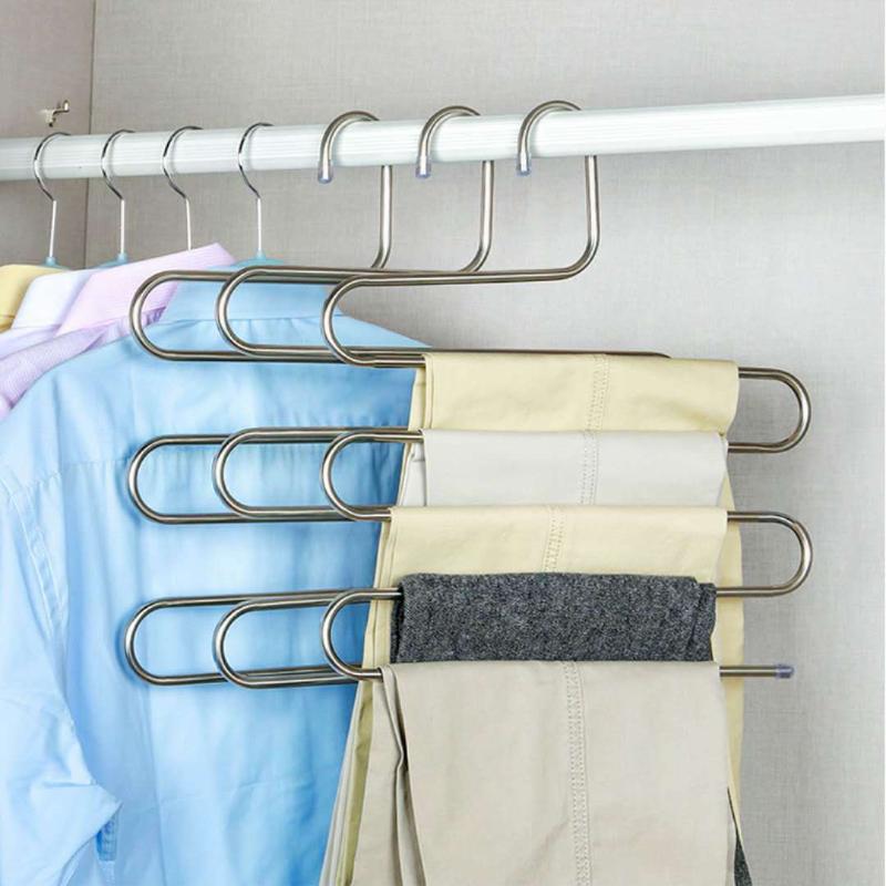 Multi-functional S-type trouser rack stainless steel multi-layer trouser rack traceless adult hanger Hook