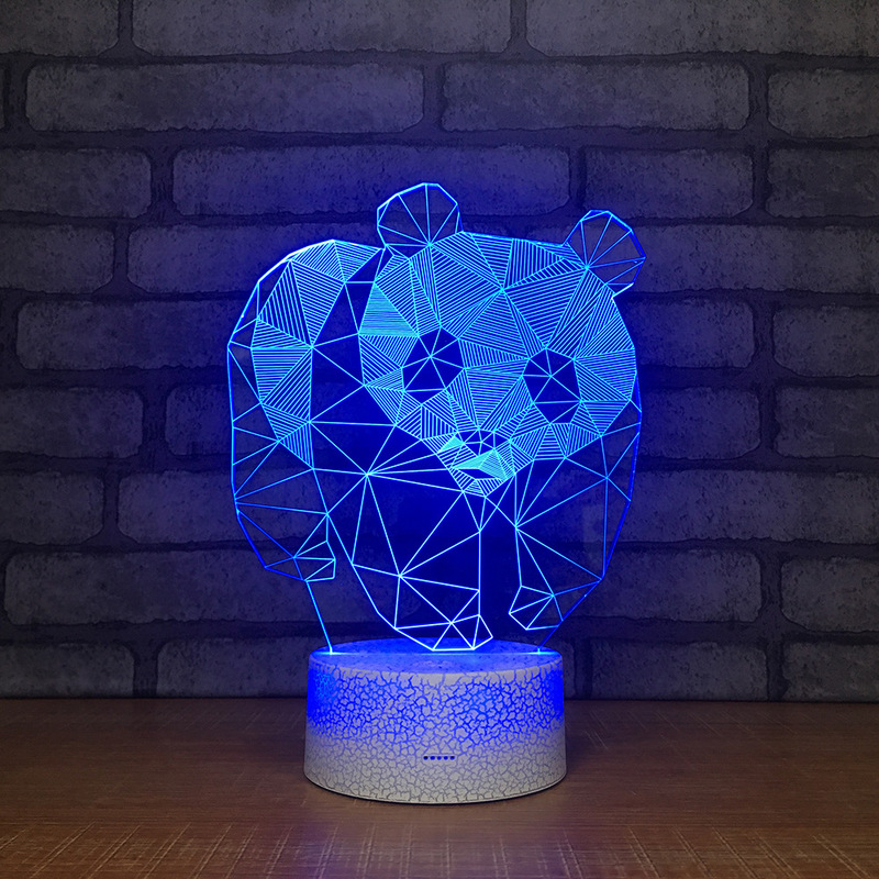 Panda Shape 3D Table Lamp LED Night Light 7 Colors Changing Bedroom Sleep Lighting Home Decor Gifts