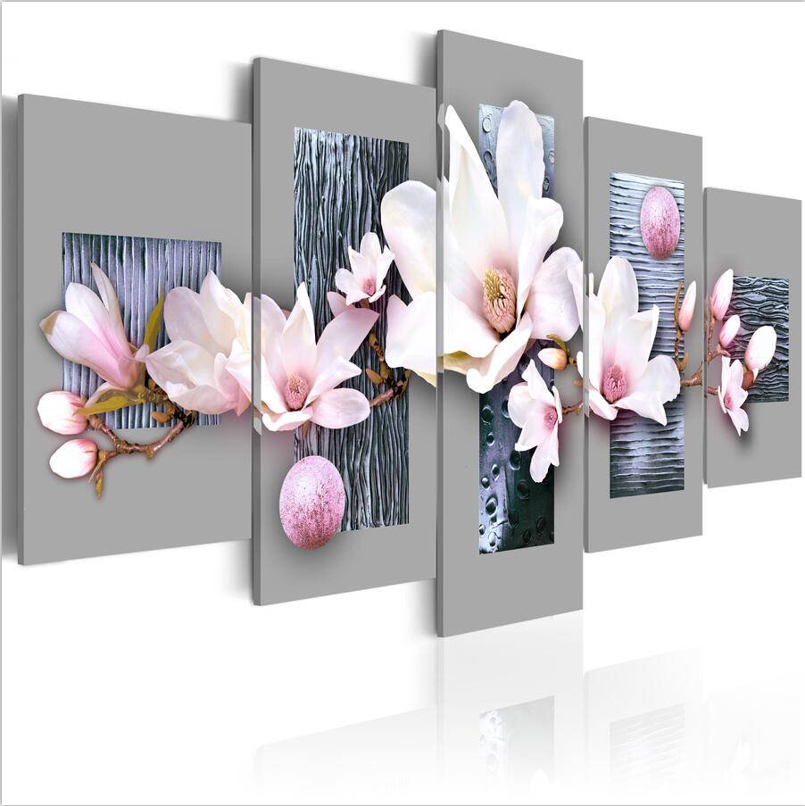 Unframed 5 Piece Picture Flowers Canvas Art Print Oil Painting Wall Pictures for Living Room Paintings Cuadros Decorativos