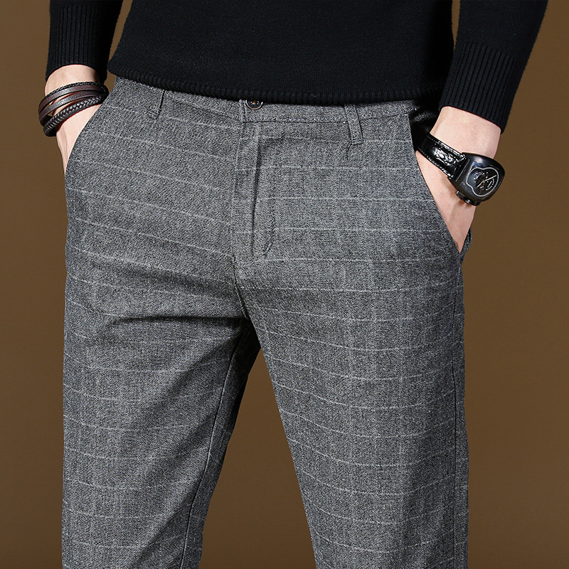 2019 Men's Stretch Stripe Casual Pants Men's High Quality Business Trousers Straight Trousers Harem Pants