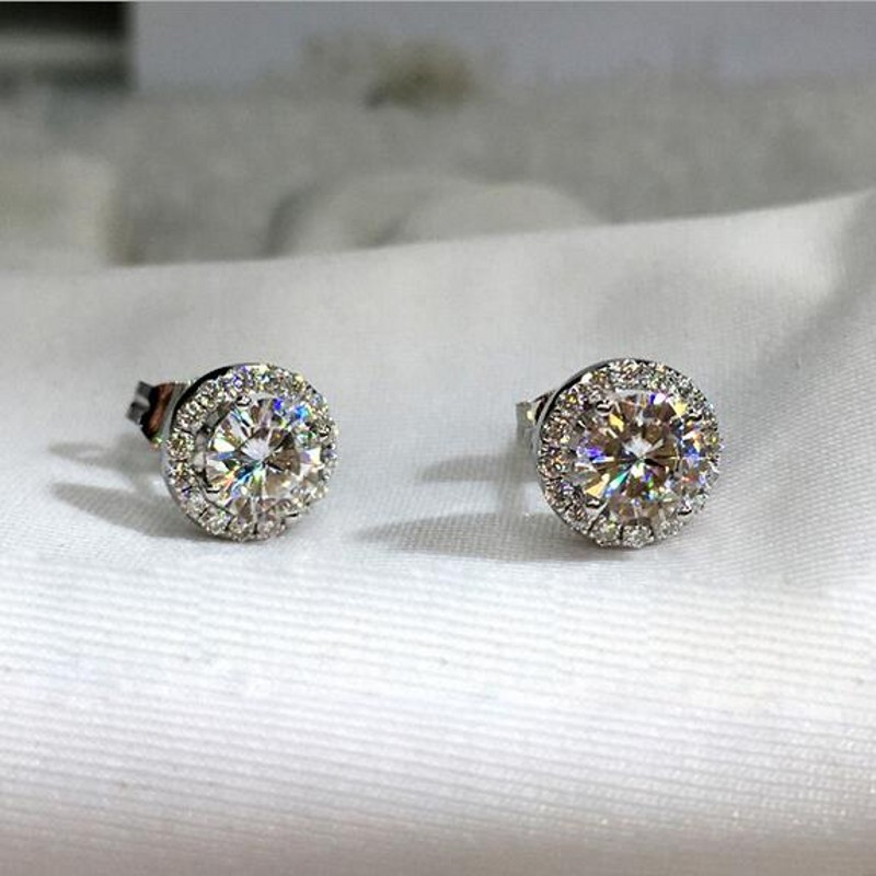 Choucong New Hot Sale Luxury Jewelry 925 Sterling Silver Round Cut White Clear 5A Cubic Zirconia Popular Party Women Wedding Stud Earring - view 6