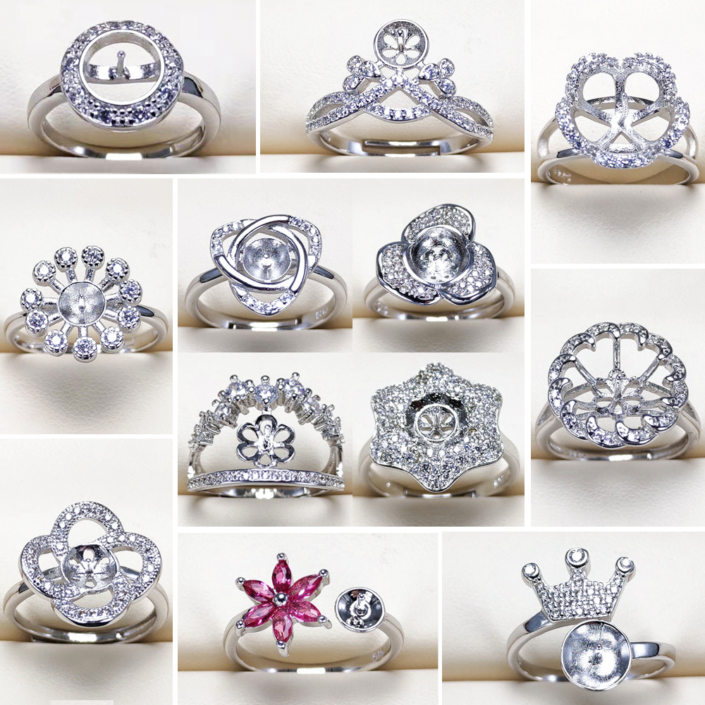 Pearl Rings Settings Zircon Adjustable S925 Silver Ring Ring for Women Mounting Ring Blank DIY Fashion Jewelry Accessories Gift, Slivery;crystal 
Pearl Rings Settings Zircon Adjustable S925 Silver Ring Ring for Women Mounting Ring Blank DIY Fashion Jewelry Accessories Gift, Slivery;crystal