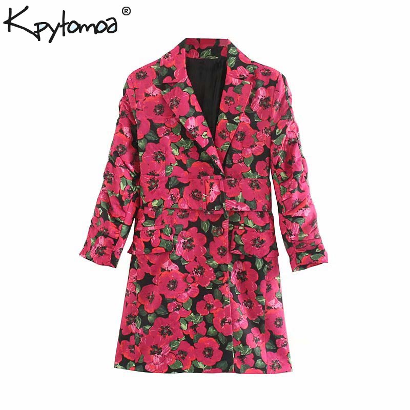 Vintage Stylish Floral Print Suits Style Mini Dress Women 2019 Fashion Notched Collar With Belt Dresses Casual Vestidos Mujer, As picture
Vintage Stylish Floral Print Suits Style Mini Dress Women 2019 Fashion Notched Collar With Belt Dresses Casual Vestidos Mujer, As picture