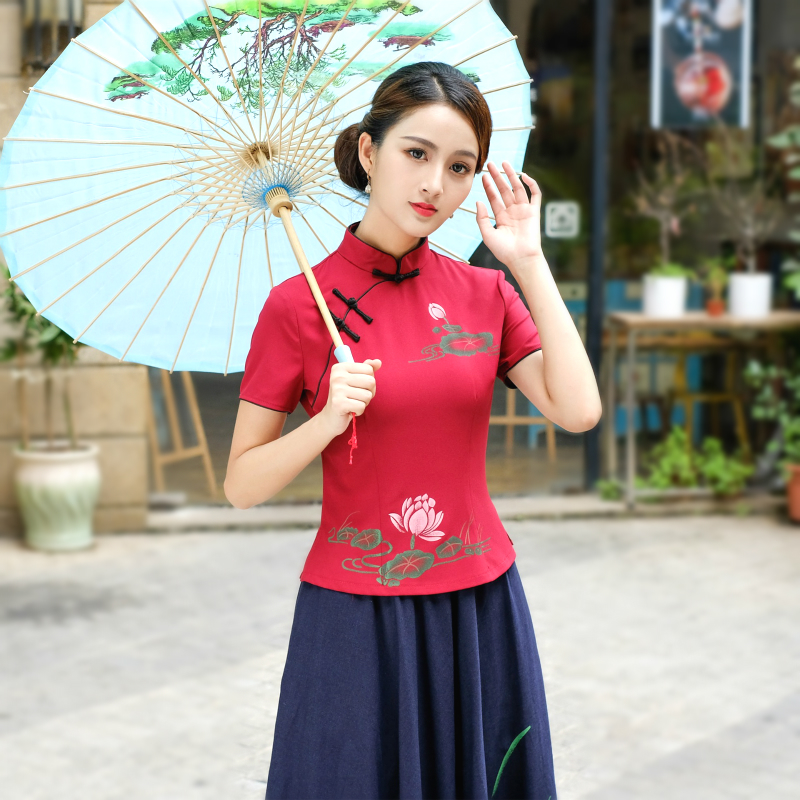 Sheng Coco Female Elegant Qipao Tops Hanfu Chinese Style Print Flowers Pink Red Plate Button Short Cheongsam Shirt Clothes
Sheng Coco Female Elegant Qipao Tops Hanfu Chinese Style Print Flowers Pink Red Plate Button Short Cheongsam Shirt Clothes