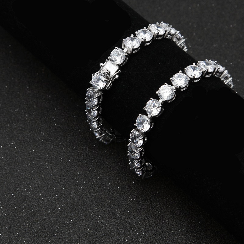 Iced Out Diamond Tennis Bracelets Mens Gold Silver Hip Hop Jewelry High Quality 8mm Zircon Bracelet